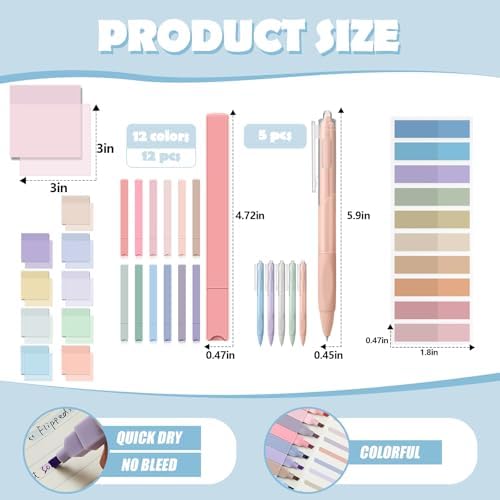 Jutom 39 Pcs Aesthetic Book Annotation Kit,Light Blue,Cute Style - Image 3