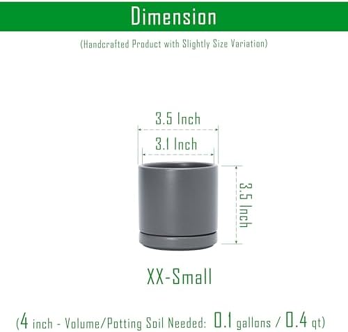 D'vine Dev 3.5 Inch Ceramic Planter Pot, Grey, 94-O-A-3 - Image 2