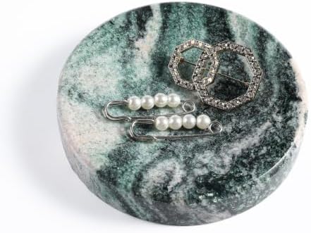 Koville Marble Jewelry Dish, Small Round Trinket Dish for Ring Necklace Earring, 4" Decorative Dish, Natural Stone Soap Dish for Bathroom Kitchen by Koville