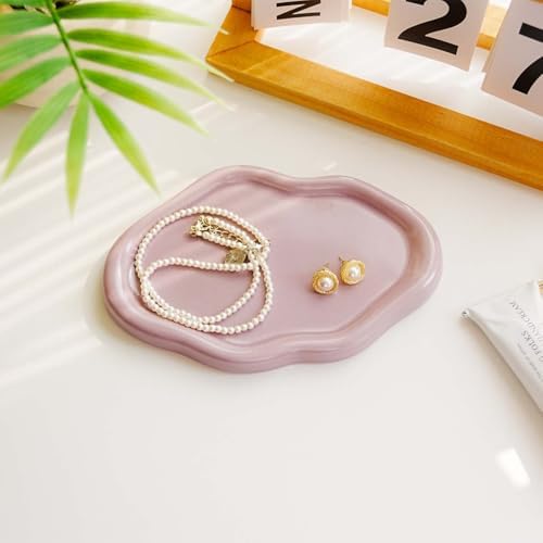 Gifts For Women Small Cloud Ceramic Jewelry Dish Tray, Vanity Ring Dish Ceramic Trinket Ring Holder, Room Decor Aesthetic,Decorative Cloud Vanity Key Tray Present for Wife Mom Daughter (Cloud-Purple) - Image 4