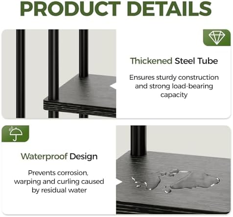 Bamworld Plant Stand 7 Tier Tall Corner Metal Shelf Black - Image 6