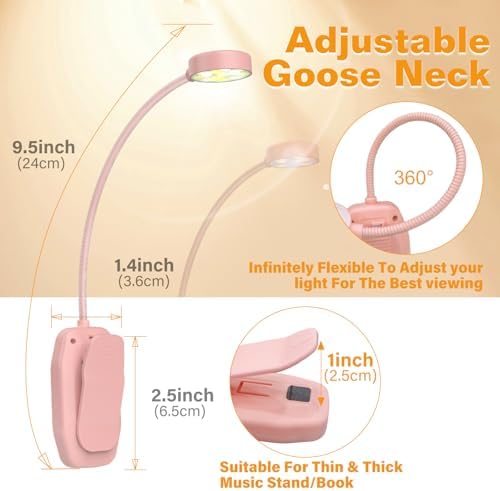 KTEBO 2 Pack Rechargeable Book Light Clip-On Reading Light for Books in Bed - Image 2