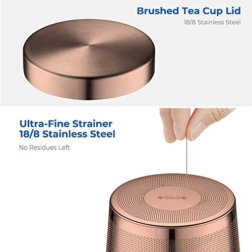 ecooe 16.9oz Glass Tea Cup with Infuser and Lid 430ml(Use Capacity), Bronze - Image 3