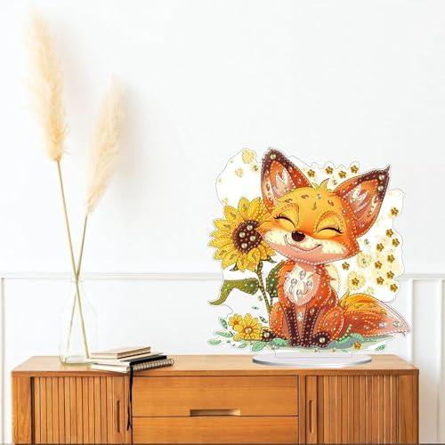 Diamond Painting Kits for Adults Beginners, 5D Full Drill Fox Crystal Art Desktop Ornament, DIY Single Sided Home Office Desk Decor, Creative Craft Gift Set with Tools - Image 4