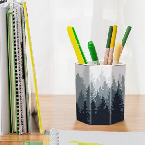 Pencil Pen Holder for Desk, Cute Makeup Brush Holder, Desktop Supplies and Accessories for Women Students, Art Supply Caddy, Forest Pattern - Image 4