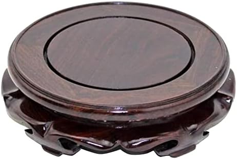 Oriental Furniture Wooden Display Stand Base Lotus Pedestal Vase Base Table Lamp Teapot Base Black Catalpa Furniture Stable Home Decoration Size9 (2.60x1.38in) by EIGXIANHAI