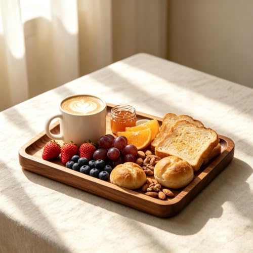 10 inch Small Wooden Platters Rectangle Mini Charcuterie Boards Acacia Wood Serving Trays Home Decor Cheese Board Cake Appetizer Plates Kitchen - Image 4