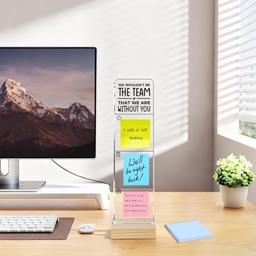 Monitor Memo Board with Removable Wooden Base Acrylic Portable Sticky Note Holder, We Wouldn't Be The Team that We are Without You Ahead and Decide How We're Going to Act Sign, Office Desk Set - Image 5