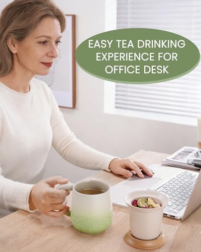 ZENS Tea Mug with Infuser and Lid for Loose Leaf Tea Steeper, 12oz Green - Image 6