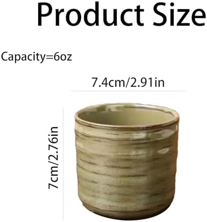 Vintage Ceramic Mug, Japanese Tea Cup 6oz Cup No Handle Drinking Cup for Espresso, Cortado, Matcha, Green Tea, Microwave and Dishwasher Safe, Kiln Transformation Cup (Vintage Green) - Image 6