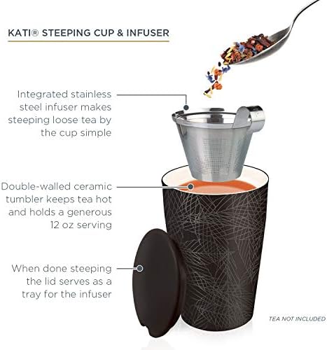 Tea Forte Double-Walled Ceramic Kati Cup, Noir, 12 oz - Image 3