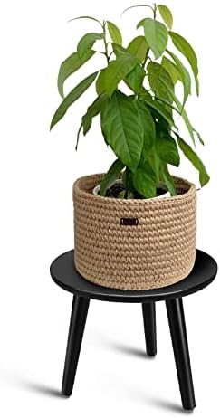 Uneedem Indoor Plant Stand, Modern Plant Table 8.9" Tall Wood Mid Century Flower Holder Small Round Side End Table by Uneedem