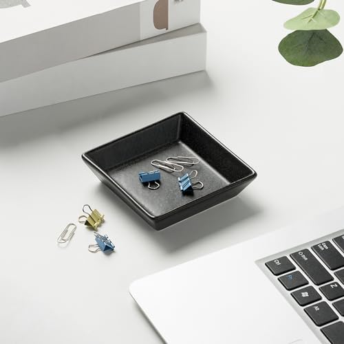 Ceramic Trinket Dish, Small Jewelry Ring Tray for Keys, Black - Image 3