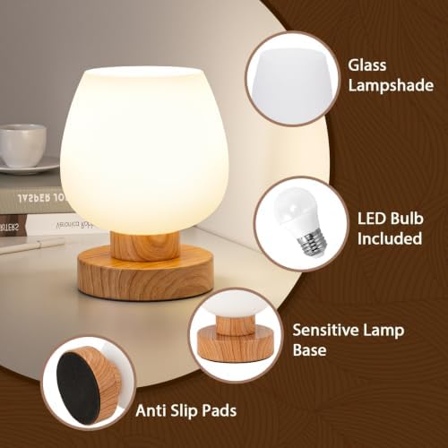 Seealle Small Touch Table Lamp for Nightstand, 3 Way Dimmable Bedside Lamp - Image 5