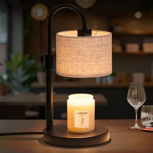 FINCMY Candle Warmer Lamp with Timer, Adjustable Height Candle Wax Warmer Candle Lamp Warmer for Jar Candles, Home Decor House Warming Gifts Compatible with Various Candles (Linen) by FINCMY