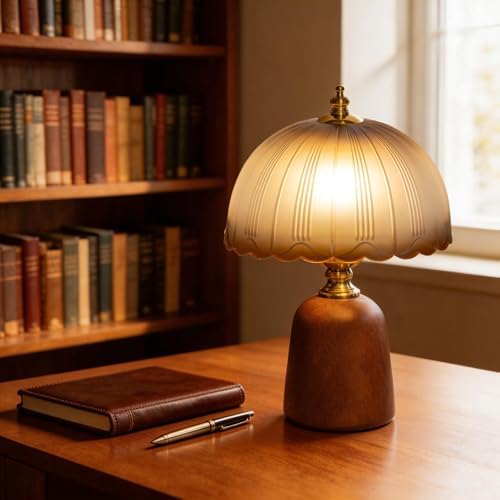 Small 13 Inch Dimmable Rubberwood Table Lamp - Image 5