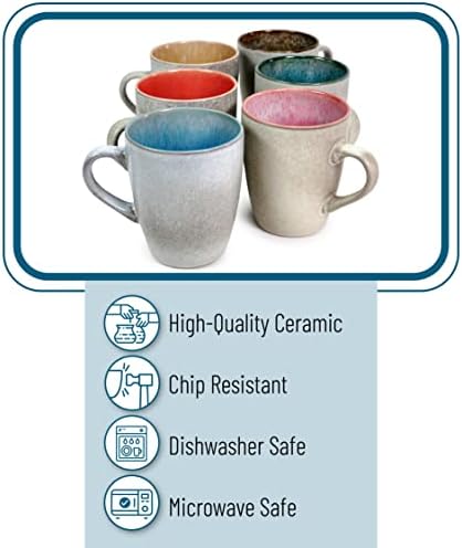 BTaT- Porcelain Coffee Mugs Set, 12 oz (350ml), 6 Pack, Ceramic Coffee Mugs, Matte White Outside and Colorful Inside, Restaurant Cups for Tea, Cappuccino, Cocoa, Cereal, Mug Gift Set, Dishwasher Safe - Image 4