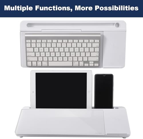 Small Glass Desktop Whiteboard Dry-Erase-Board - Computer Keyboard Stand with Wireless Charger White Board Surface Pad with Drawer, Desk Organizers with Accessories for Office, Home, School Supplies - Image 5