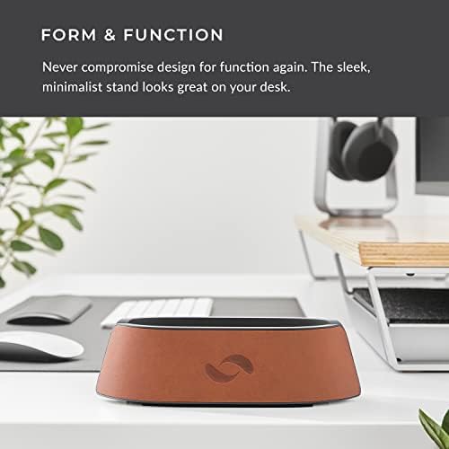 HumanCentric Vertical Laptop Stand in Vegan Cognac Leather, Adjustable - Image 5
