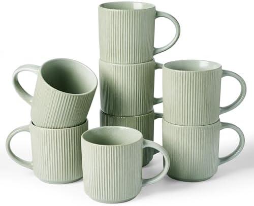 famiware Coffee Mug Set of 8, Star 12 oz Ceramic Mugs Cups Set with Handle by Famiware
