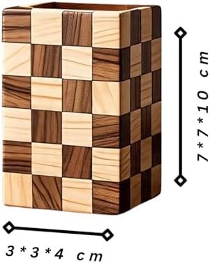 Wood Pen & Pencil Holder for Desk, 2 Pack – Brush Caddy (Mosaic Pattern) - Image 4