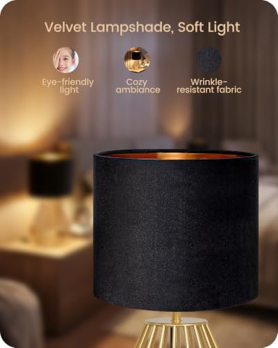 Black and Gold Table Lamp,12.6" Small Bedside Lamp with Bulb - Image 6