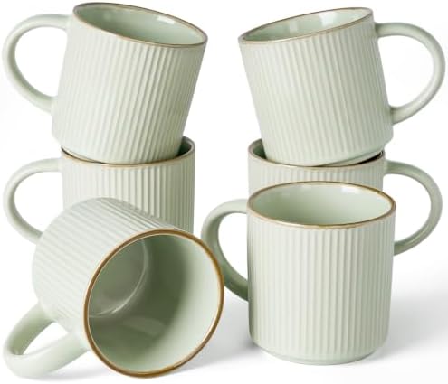 famiware Coffee Mug Set of 6, Star 12 oz Ceramic Mugs Cups Set with Handle by Famiware