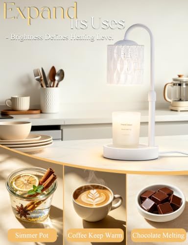 Briever Dimmable Candle Warmer Lamp with Timer, Height Adjustable Electric Candle Wax Warmer, Birthday Gifts for Women Mom, House Warming Gifts New Home Decor, Solid Wood Base, Miracle White - Image 6