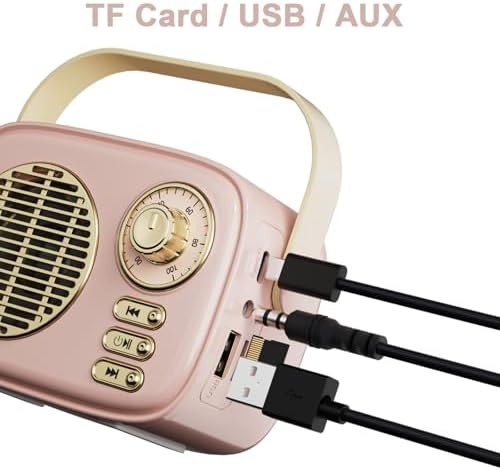 Retro Bluetooth Speaker, Gifts for Teen Girls, Mini Vintage Room Decor Pink - Image 5