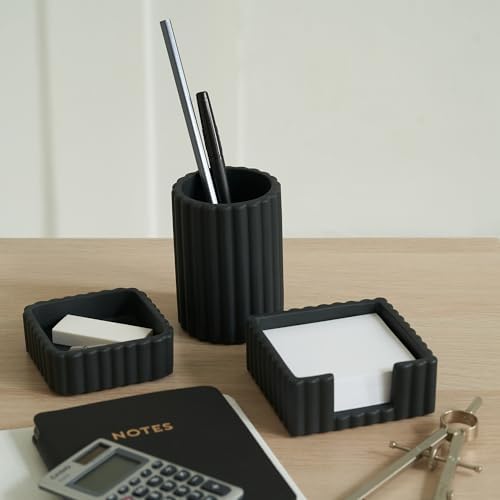 Modern Aesthetic Desk Accessories Set of 3 - Stylish Concrete Organizers - Image 2