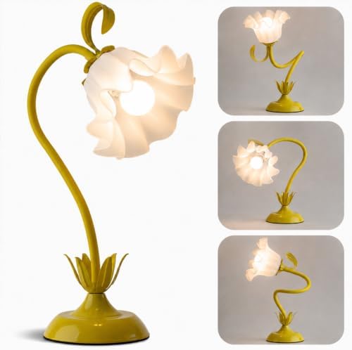 WERFOP Flower Table Lamp Cute Desk Lamp for Bedroom Home Decor (Yellow) by WERFOP