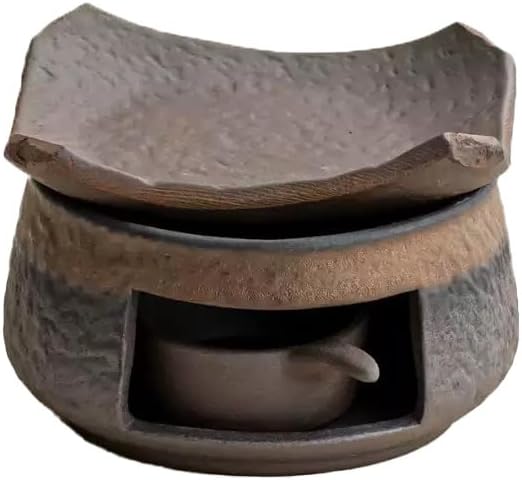 Ceramic Aromatherapy Burner — Candle Warmer for Herb, Natural Oil Fragrance Diffuser & Teapot Warmer, for Home Fragrance, Meditation, and Relaxation (A-Stone Texture Stove+D1 Baking Dish) by Unknown