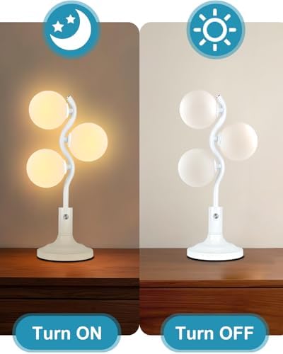 Lightdot Mid Century Globe Table Lamp Dimmable Modern White Desk Lamp - Image 6