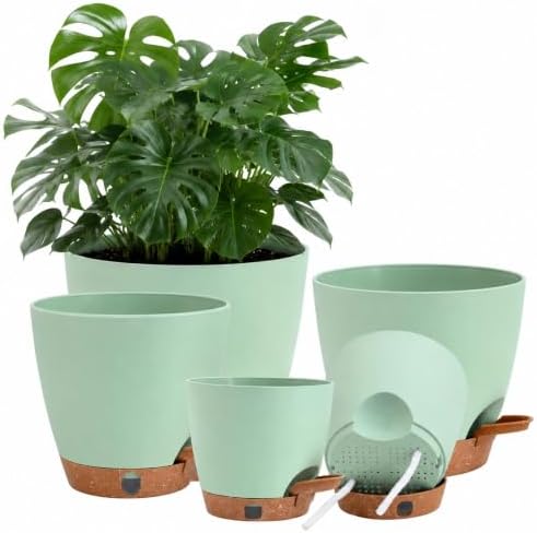 Self Watering Pots for Inoor/Ourdoor Plants 5/5.5/6/6.5/7" Plastic Planter by Montresor