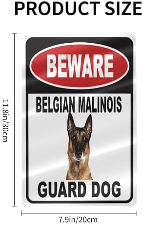 Beware Belgian Malinois Guard Dog Aluminum Composite Outdoor Sign 8" X12" Metal Security Notice For Yard, Fence, Porch, Property, And Business No Trespassing, Warning, Attack Dogs, Protection - Image 2