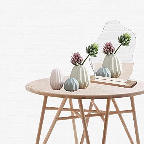 Acrylic Makeup Mirror for Desk with Stand Aesthetic Desk Decor Vanity Mirror Frameless Table top for Bedroom,Living Room and Minimal Spaces Room Decor (Baby Fat) - Image 3