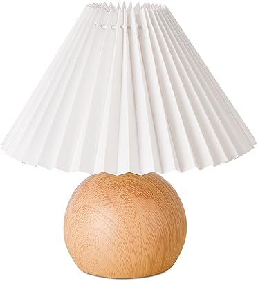 KUNJOULAM Small Pleated Table Lamp, Modern Bedside Nightstand Lamp with Beige Lampshade, Metal Base Cute Lamp for Bedroom, Living Room, Kids Room, Dorm with E12 Bulb - Image 6