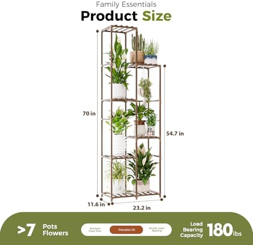 Bamworld Plant Stand Indoor Outdoor 7 Tier Tall Large Wood Plant Shelf - Image 6