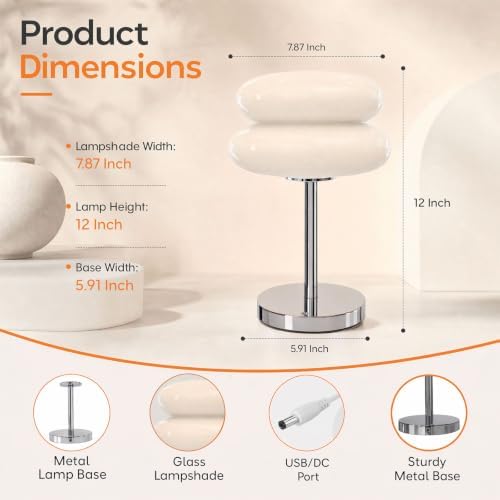 Senzoy Double-Layer Tart Night Light, Glass Mushroom Table Lamp, White - Image 4