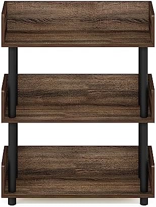 Furinno TURN-N-TUBE Display Shelf, 3-Tier Storage Shelves with Side Panels, Open Shelves Book Shelf with Rounded Corner Top Edges, for Organization and Storage, Living Room, Home Office, Walnut - Image 7