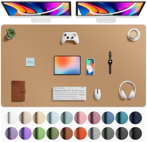 Aothia Faux Leather Desk Mat Mouse Pad, 63" x 24", Khaki by AothiaSimpleNaturalUnique