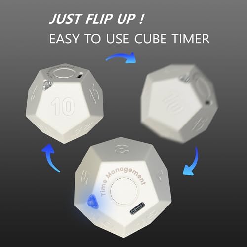 Cube Pomodoro Timer - Flip to Start Countdown, Rechargeable Mini Productivity Timer for Study, Office, 11 Preset Times, Silent/Vibration, Time Management Tool for Kids & ADHD (White) - Image 2