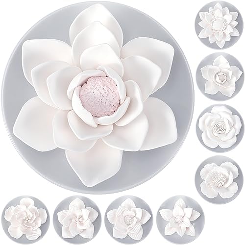 Bokon 9 Pcs Essential Oil Diffusers Ceramic Flower Non Electric,White by Bokon