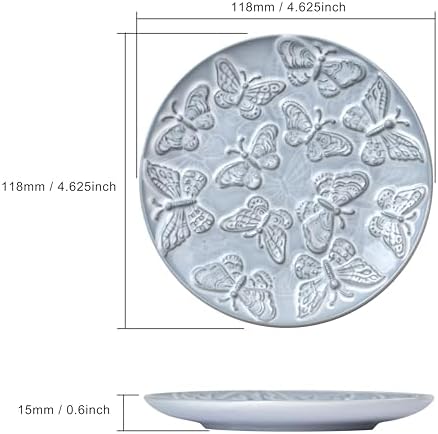 Ceramic Jewelry Dish, Decorative Tray for Rings Earrings Necklaces Bracelet Watch Keys, 4.50" Trinket Tray as Gifts for Women (Antique Butterflies) - Image 2