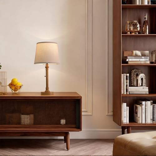 Oneach 19.5" Wood Grain Rustic Table Lamps Set of 2 for Living Room Bedroom - Image 7