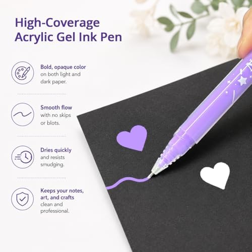 Acrylic Gel Pens for Coloring, 10 Colors Gel Pens with A5 Sketchbook - Image 4