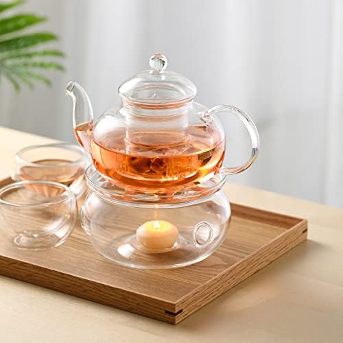 CnGlass Universal Glass Teapot Warmer,Handcrafted with Heat Proof & Lead-Free Glass Tealight Warmer 5.3 in/13.5cm diameter (Candle not Included) - Image 4