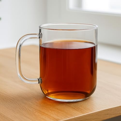 Aquach 20oz Glass Coffee Mugs Set of 2, Clear Borosilicate Cups with Handle - Image 5