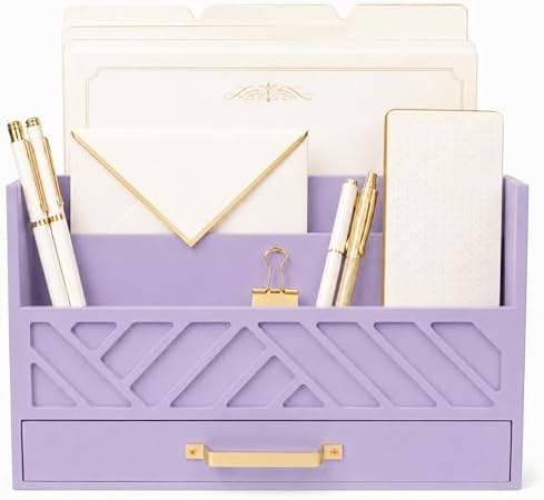 BLU MONACO | Wooden Mail Organizer Countertop with Drawer | Tabletop Organizer with Drawers for Desk | Mail Sorter Organizer Countertop Letter Paper Holder by Blu_Monaco
