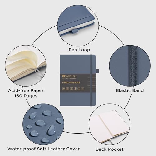 &And Per Se Lined Journal Notebook, 160 Pages, A5 5.7 x 8 inches College Ruled Thick Paper Notebook Journals for Writing, Hardcover Notebooks for Women Men Office School (1 Pack, Dark Blue) - Image 4